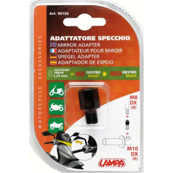 Adapter für Motorradspiegel Innengewinde M8 rechts => Aussengewinde M10 rechts