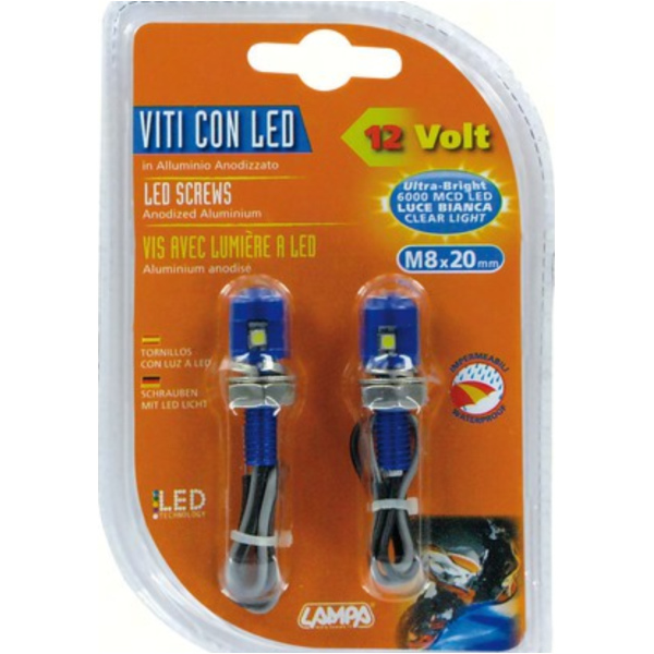 Mini LED Set mit weißem Licht M8x20 blau