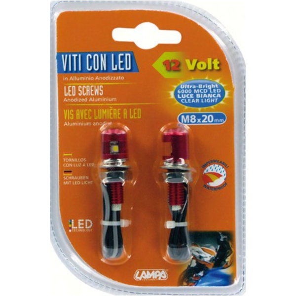 Mini LED Set mit weißem Licht M8x20 rot