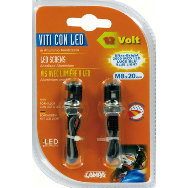 Mini LED Set mit blauem Licht M8x20 schwarz