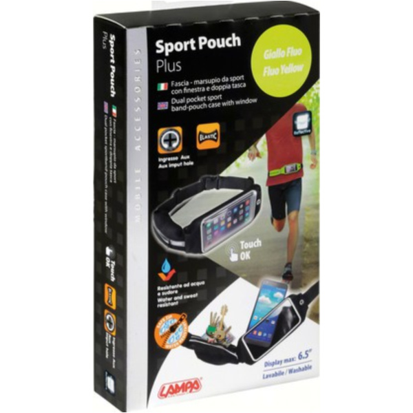 SPORT-POUCH 2 Sport-Hüfttasche für Smartphones mit Touch-Fenster + extra Tasche - gelb