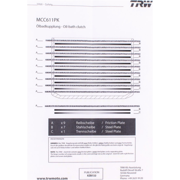 Kupplungslamellen-Kit MCC611PK