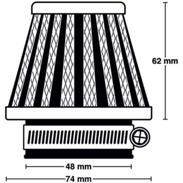 Luftfilter MIW M5005 Power-Filter Ø48mm, 74x62mm