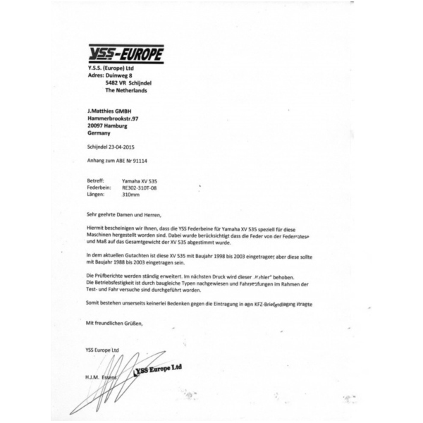 Stossdämpfer Dämpfer Federbein Stereo YSS RE302310T081X