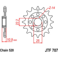 Zahnrad Racing-Ritzel 14Z Teilung 520 JTF70714
