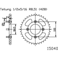 Kettenblatt Kettenrad 41Z Teilung 428 schwarz
