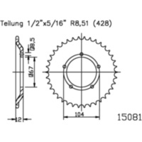Kettenblatt Kettenrad 55Z Teilung 428 501508155