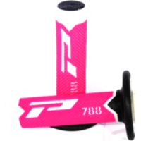 Lenkergriffe Griffgummi weiß / schwarz rosa fluoreszierend