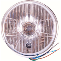 H4 Scheinwerfer Reno, 7 Zoll, Metallgehäuse chrom, E-geprüft.