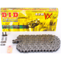 Motorradkette, Antriebskette X-Ring verstärkte Kette VX, 428, 132 Schwarz mit Clipschloß / nutzbar bis 22kW (30PS) / bis 250ccm