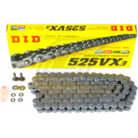Kette X-Ring verstärkt VX3, 525, 118, Schwarz mit Hohlnietschloß / nutzbar bis 96kW (130PS) / bis 1000ccm