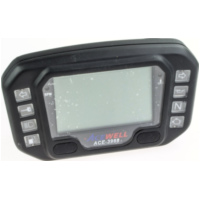 Acewell ACE-3968 digitaler Motorrad & Quad / ATV Tachometer mit Drehzahlmesser, LED Kontrollleuchten & Ganganzeige aus hochwertigem Aluminium schwarz
