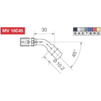 Fitting 10,2 mm, 45° gewinkelt, Gelb