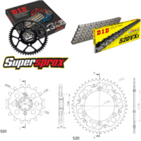 Kettensatz Stealth gold für: HONDA NX650 Dominator 88-88 15-45-108 DID520VX3 Niet