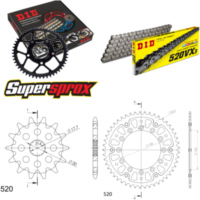 Kettensatz Stealth gold für: YAMAHA WR125 02-03/YZ125 02-04 13-49-112 DID520VX3 Endlos