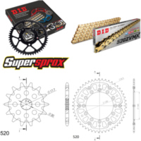 Kettensatz Stealth gold für: YAMAHA WR125 02-03/YZ125 02-04 13-49-112 DID520ZVM-X(G&G) Niet