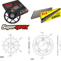 Kettensatz Stealth gold für: SUZUKI GS500 E 89-93 16-39-110 DID520VX3 Niet