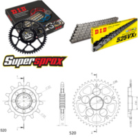 Kettensatz Stealth schwarz für: MV Agusta F4 750 99-02/F4 14-43-110 DID525VX3 Endlos