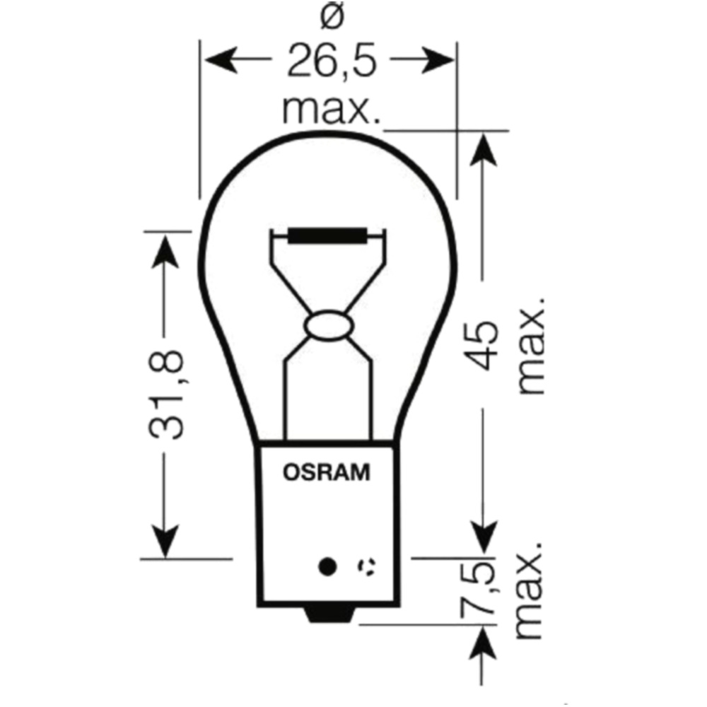 Lampe 12V21W BAU15S gelb 7507ULT