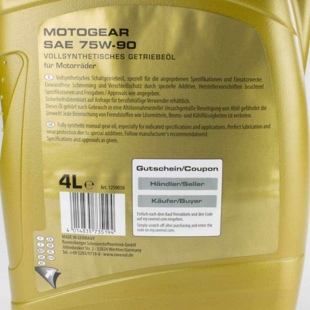 Motogear SAE 75W-90 GL-4Getriebeöl 4 Liter