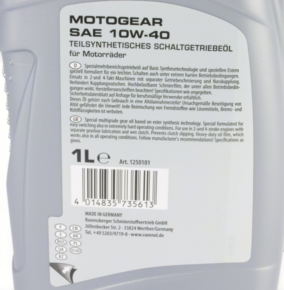 Motogear SAE 10W-40 GL-41 Liter