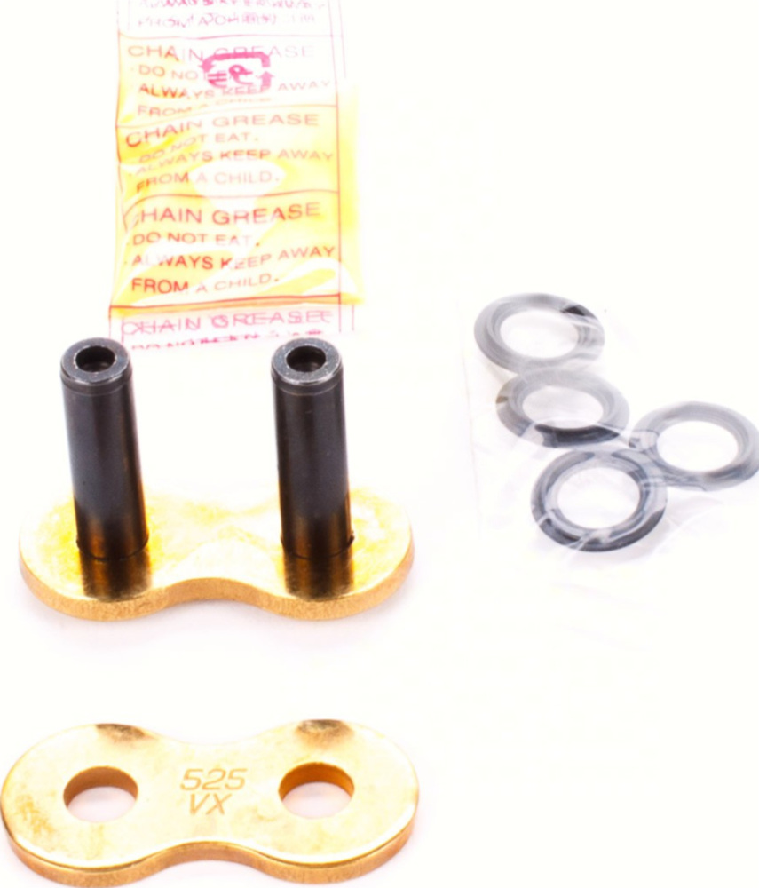 Motorradkette, Antriebskette Kette X-Ring verstärkt VX, 525, 100, G&B mit Hohlnietschloß / nutzbar bis 110kW (150PS) / bis 1000ccm