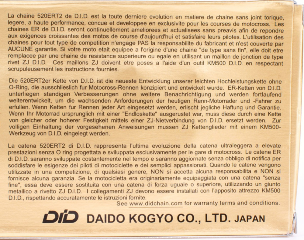 Motorradkette, Antriebskette ERT2 G&G Moto Cross Kette -250ccm, 520, 130 mit Clipschloß / empfohlen im Offroadeinsatz bis ca. 44,15kW (60PS) / bis 250ccm