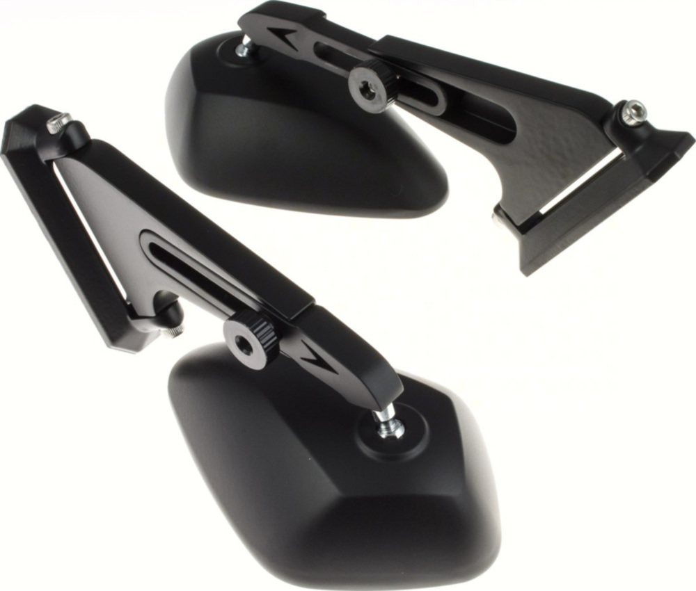 Lenkerspiegel, Lenkerendenspiegel SHIN YO Aluverkleidungsspiegel, verstellbarer Arm, schwarz, Paar