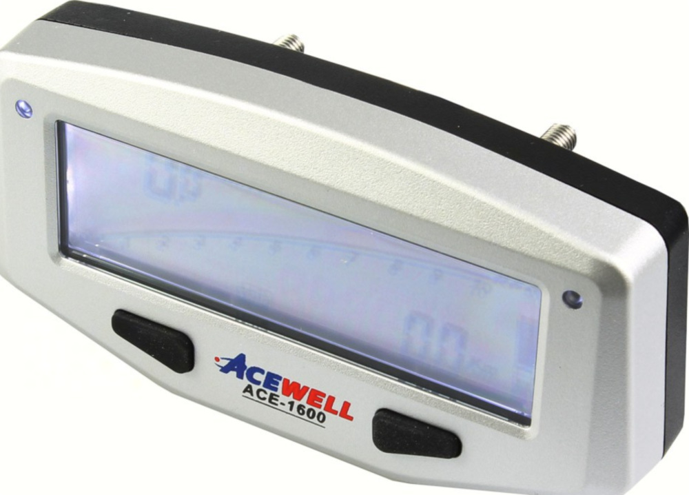 Geschwindigkeitsmesser, Anzeigeeinheit ACE-1600 Tachometer für Motorräder mit Drehzahlmesser Funktion, Temperatur-, Tankanzeige, LED Schaltwarnung, Silber