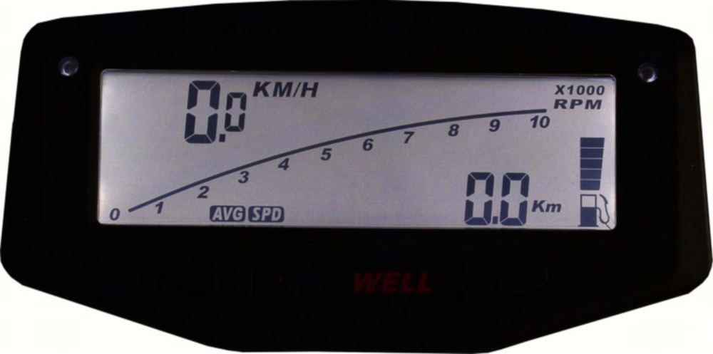Geschwindigkeitsmesser, Anzeigeeinheit ACE-1600S Tachometer für Motorräder mit Drehzahlmesser Funktion, Temperatur-, Tankanzeige, LED Schaltwarnung, schwarz