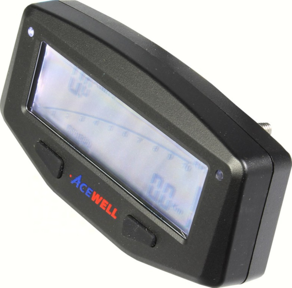 Geschwindigkeitsmesser, Anzeigeeinheit ACE-1600S Tachometer für Motorräder mit Drehzahlmesser Funktion, Temperatur-, Tankanzeige, LED Schaltwarnung, schwarz