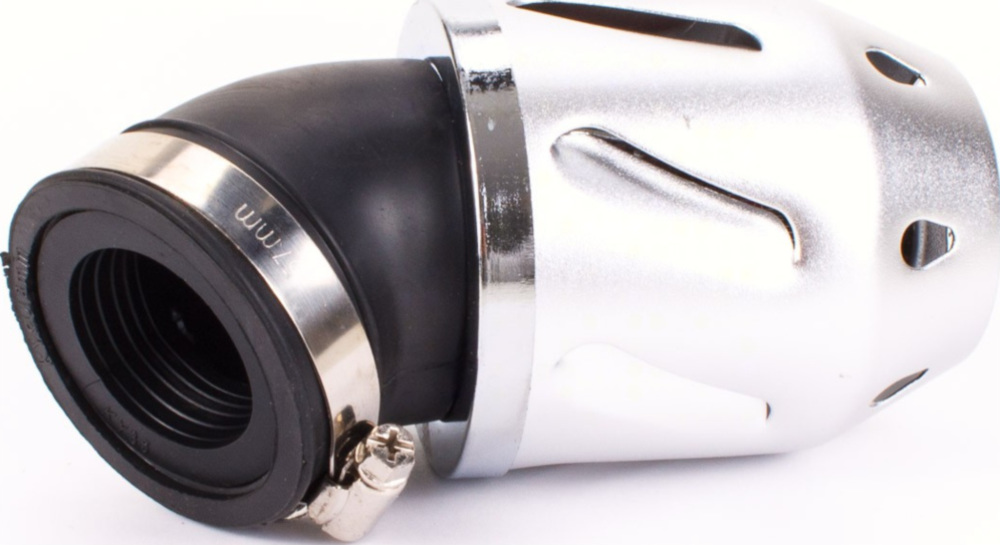 Luftfilter Grenade silber gewinkelt 35/48mm Anschluss (inkl. Adapter)