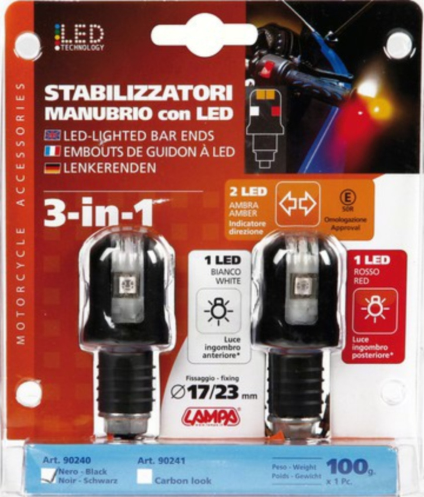 LED-Lenkerenden mit 12V LED Blink- u. Positionlicht, schwarz