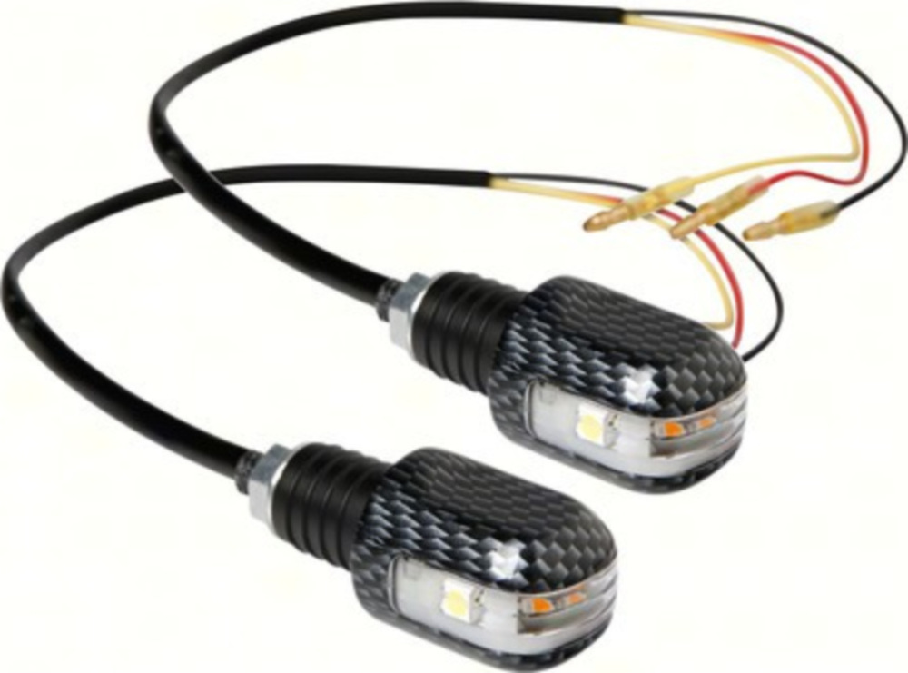 LED-Lenkerenden mit 12V LED Blink- u. Positionlicht, carbon design