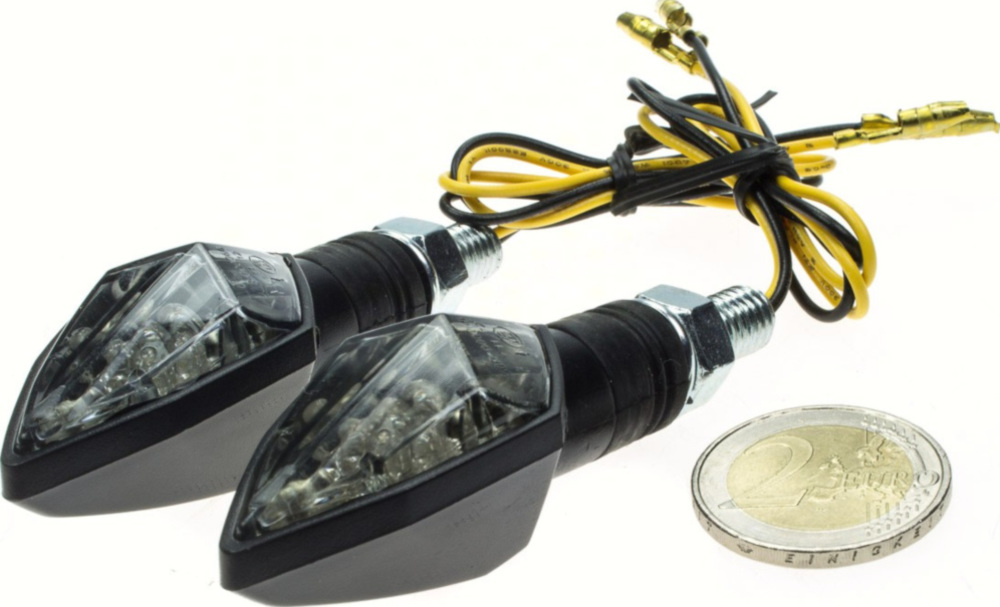 Blinkleuchte, Blinklicht LED-Blinker ROCK, schwarz, getöntes Glas, Paar, E-gepr.