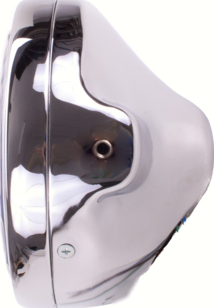 Scheinwerfer, 7 Zoll, Metallgehäuse chrom, E-geprüft.