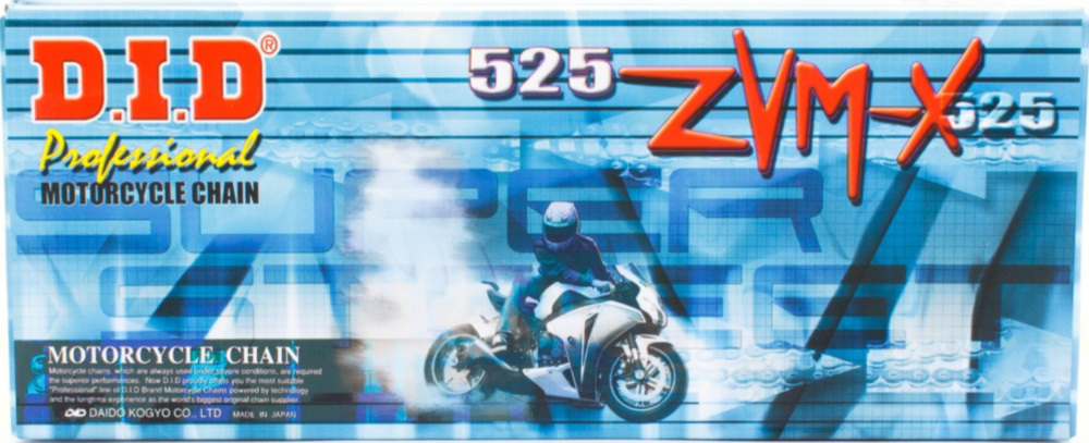 Motorradkette, Antriebskette Kette X-Ring super verstärkt ZVMX Schwarz, 525, 108 mit Hohlnietschloß / empfohlen ab 88kW (120PS) / bis 1100ccm