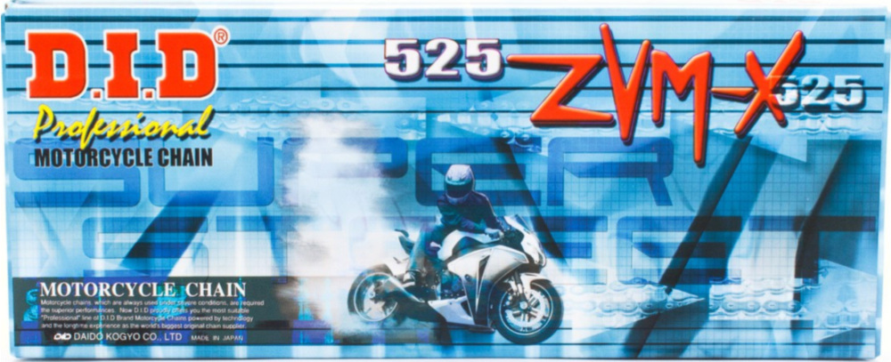 Motorradkette, Antriebskette Kette X-Ring super verstärkt ZVMX Schwarz, 525, 110 mit Hohlnietschloß / empfohlen ab 88kW (120PS) / bis 1100ccm