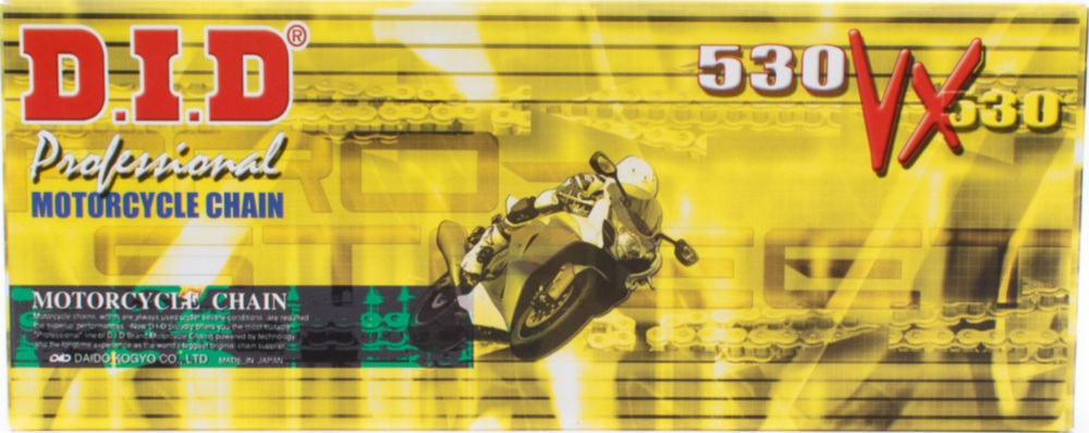 Motorradkette, Antriebskette Kette X-Ring verstärkt VX Schwarz, 530, 96 mit Hohlnietschloß / nutzbar bis 110kW (150PS) / bis 1000ccm