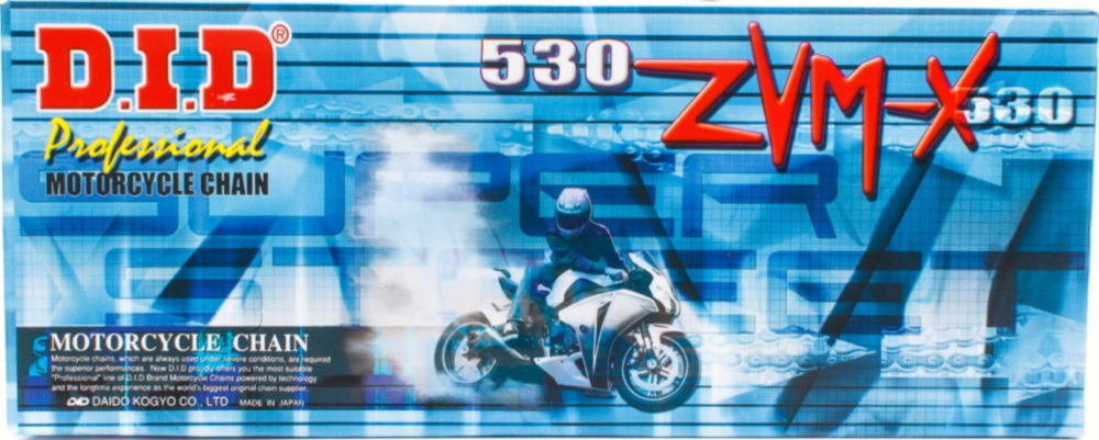 Motorradkette, Antriebskette Kette X-Ring super verstärkt ZVMX Schwarz, 530, 118 mit Hohlnietschloß / empfohlen ab 88kW (120PS) / bis 1300ccm