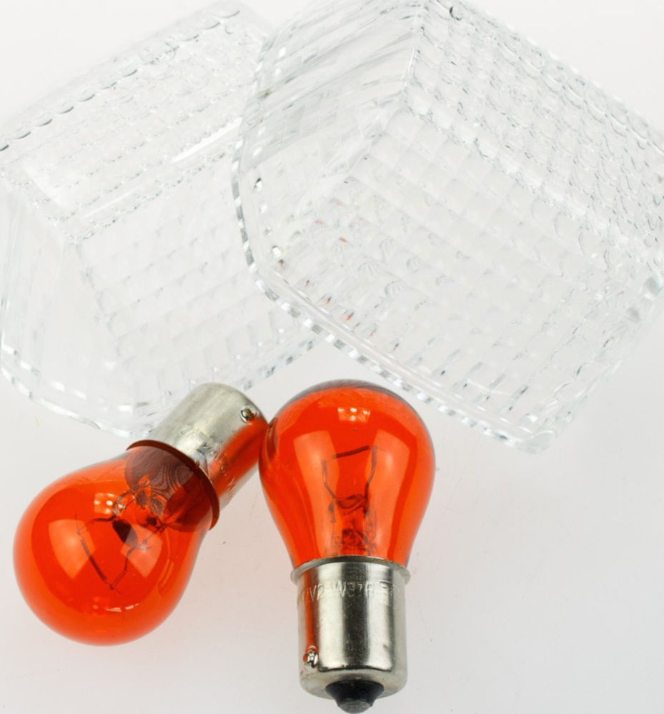 Blinkerglas KLAR/BIRNE ORANGE, PAAR Vergl. Nr. 23048-1054, E-GEPR.