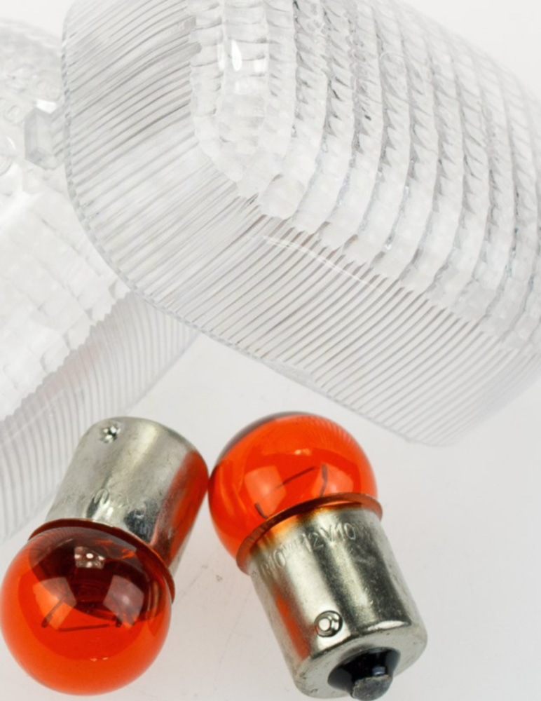 Blinkerglas KLAR/BIRNE ORANGE, PAAR für: DUCATI/ TRIUMPH/ KTM, E-GEPR