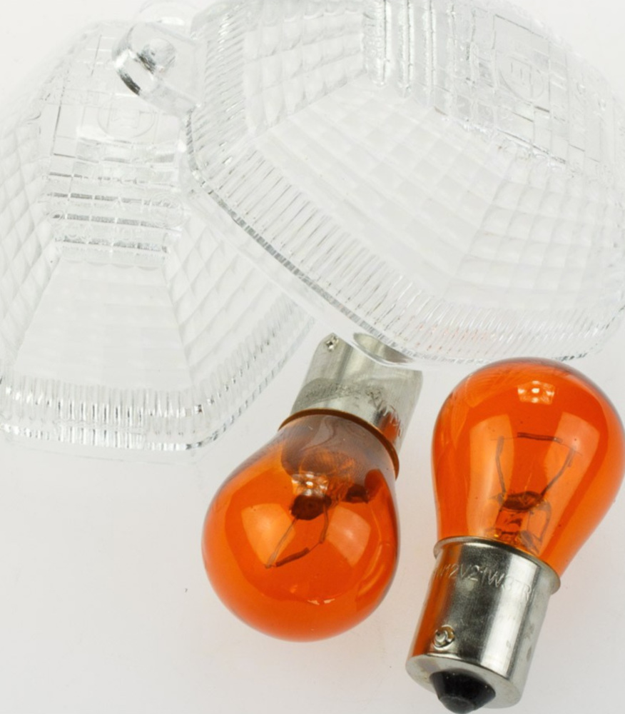 Blinkerglas KLAR/BIRNE ORANGE, PAAR für: SUZUKI GSX-R/SV´01-04, E-GEPR