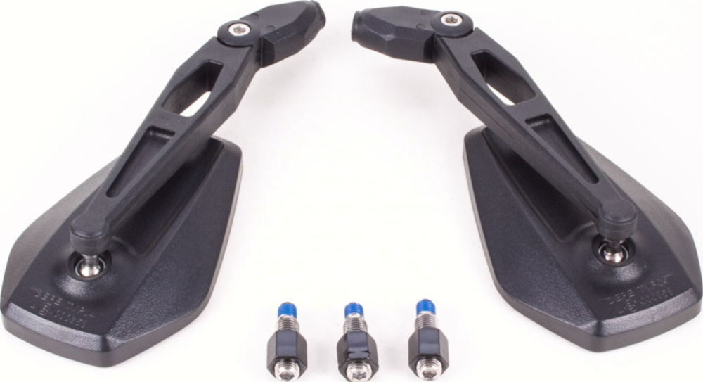 Lenkerspiegel SHIN YO Spiegel BOOSTER 2, Nylon/ABS, schwarz, M10 Rechtsgewinde, incl. 1 extra Adapter M10 Linksgewinde f. für: YAMAHA, Paar, E-geprüft