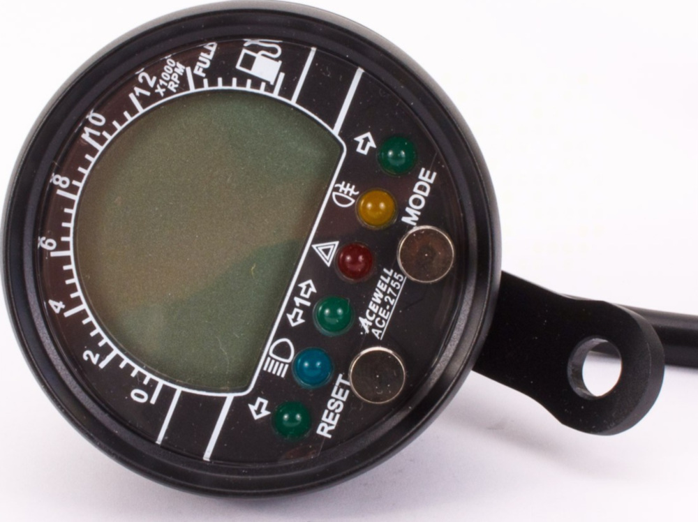 Geschwindigkeitsmesser, Anzeigeeinheit ACE-2866AP Tachometer und Drehzahlmesser Alu-poliert