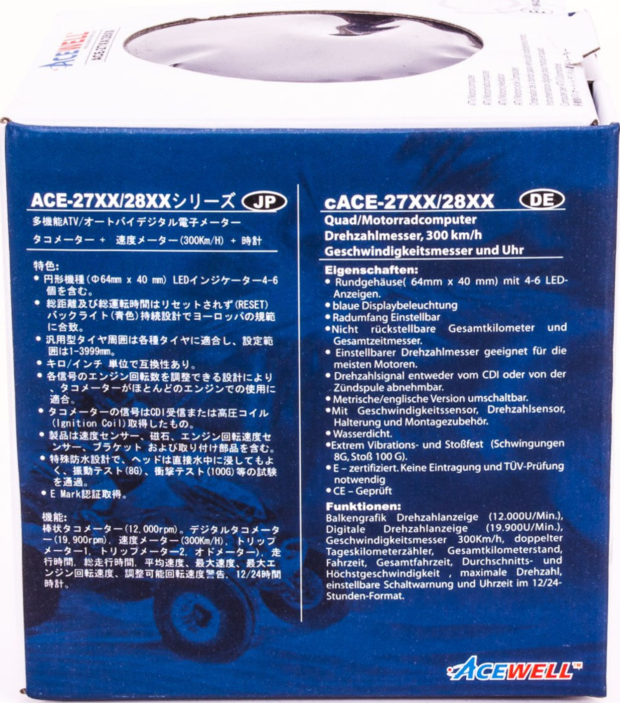 Geschwindigkeitsmesser, Anzeigeeinheit ACE-2901 Motorrad und Quad / ATV Drehzahlmesser mit Temperaturanzeige und 6 Kontrollleuchte