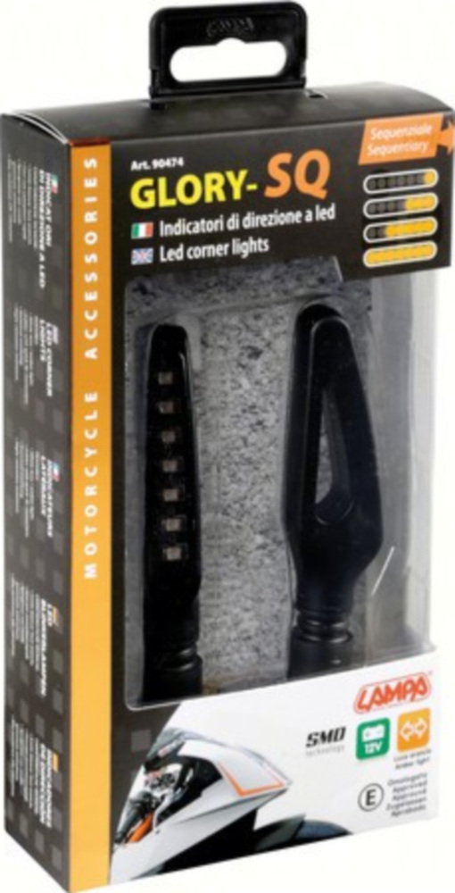 sequenzieller Led-Blinker Set GLORY-SQ, schwarze Farbe (90474)