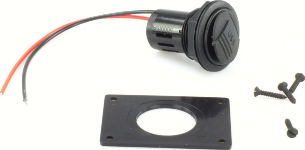 Ladegerät USB Doppeleinbausteckdose mit Abdeckung 12 V=/5V=,2x2500 mA - mit Montageplatte