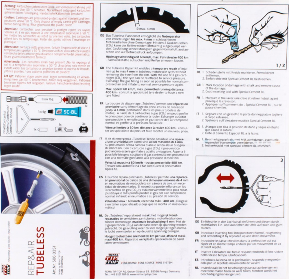 Reifen Reparatur für schlauchlose Reifen