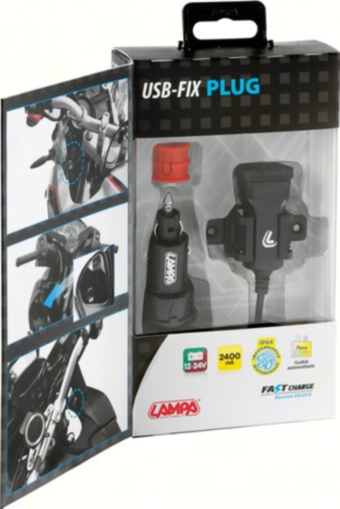 USB für Motorradlenker mit Schraubbefestigung und DIN-Stecker, 2400MA